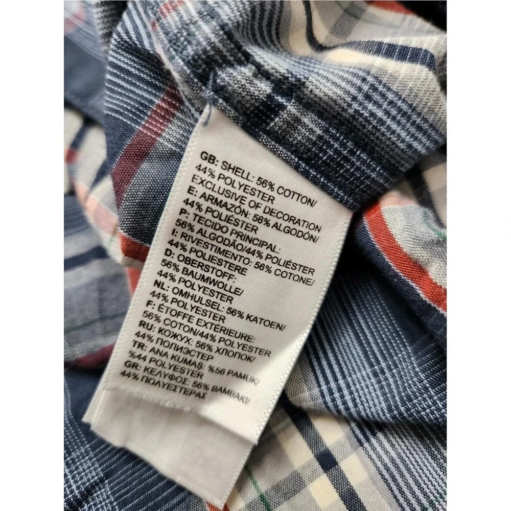 North Face Shirt Mens Large Blue‎ Red Plaid Short Sleeve Button Up Outdoor
